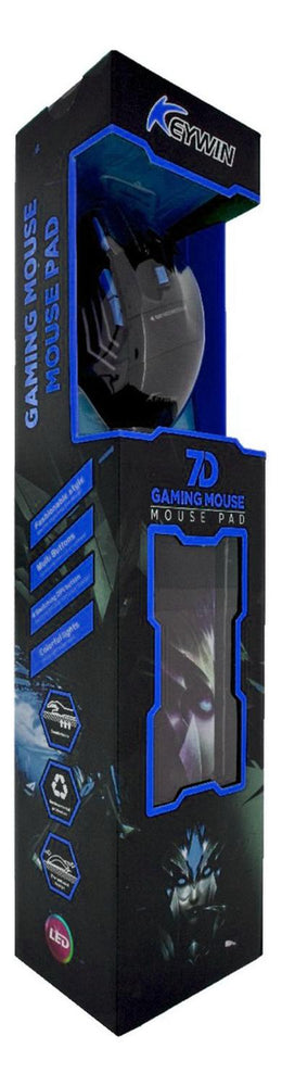 Kit Mouse Gamer Mousepad Ergonómico Azul
