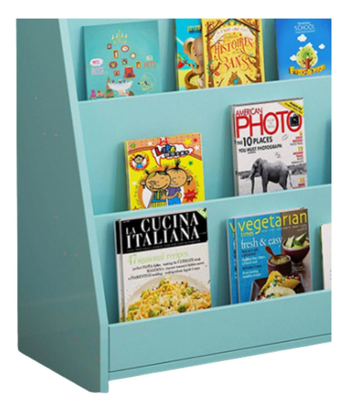 Estante Librero Niños Madera 4 Niveles 80x30x88 CM Azul