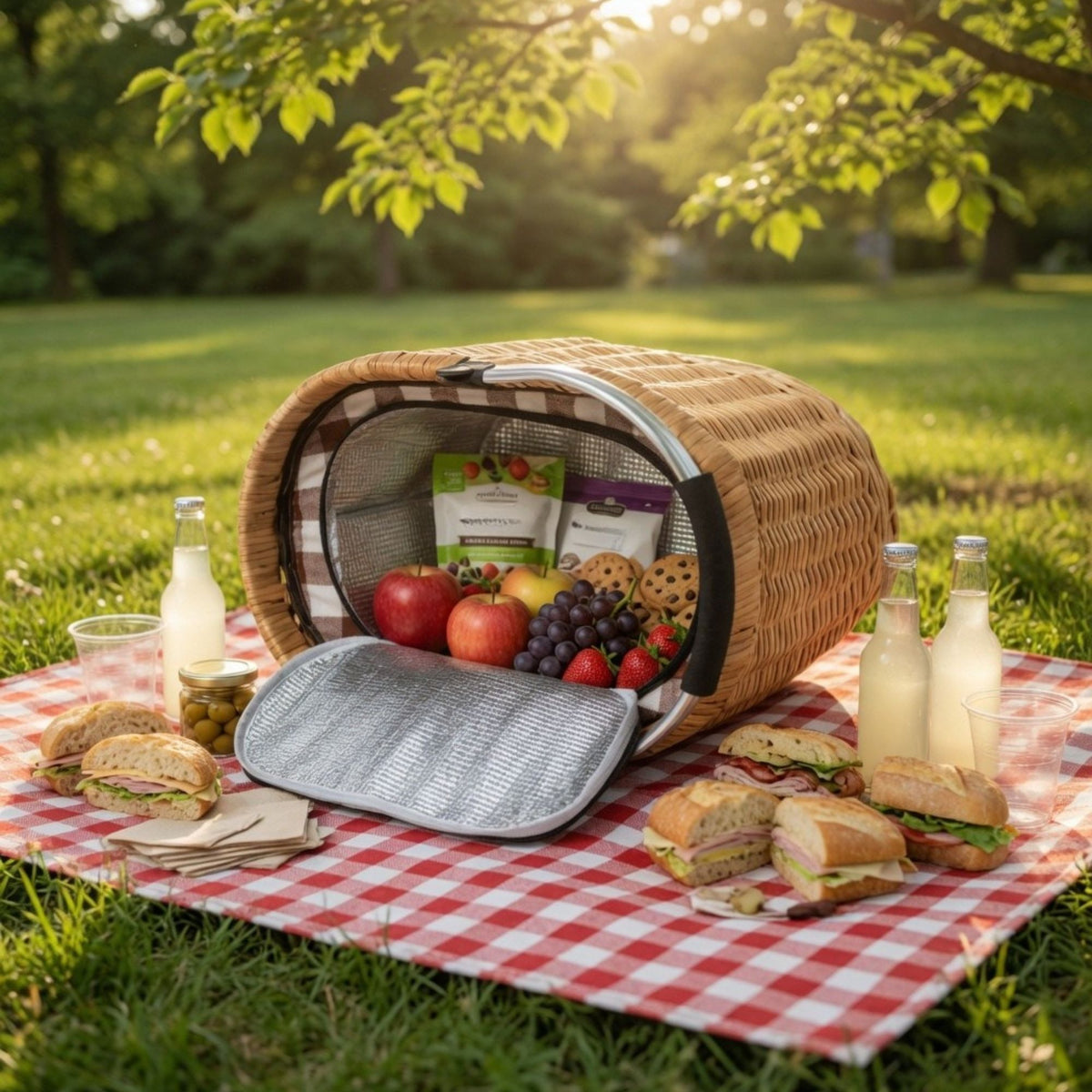 Cesta Canasto Cooler Mimbre Aluminio 41x31x27 CM Halbax