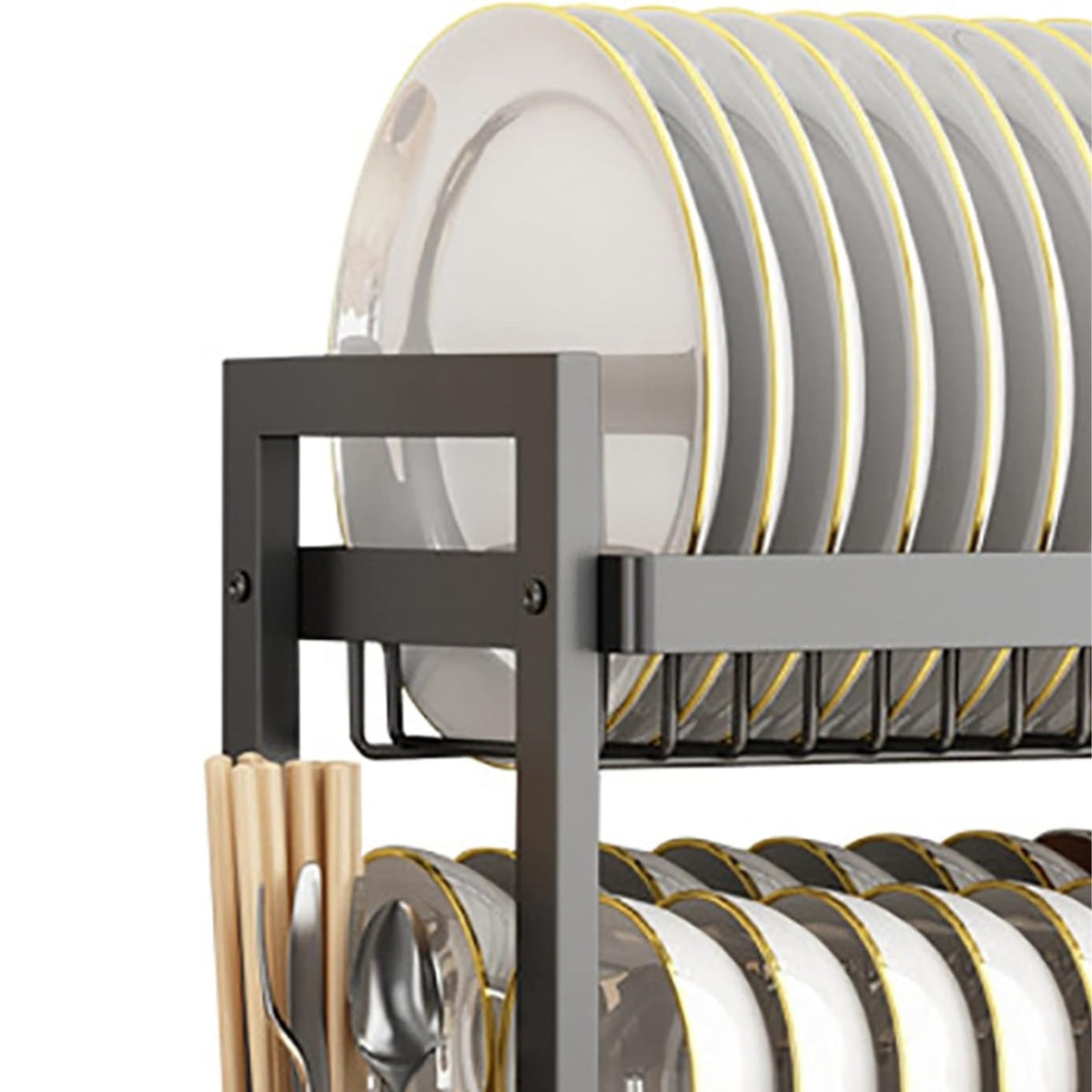 Rack Escurridor Platos 3 Niveles Acero Negro
