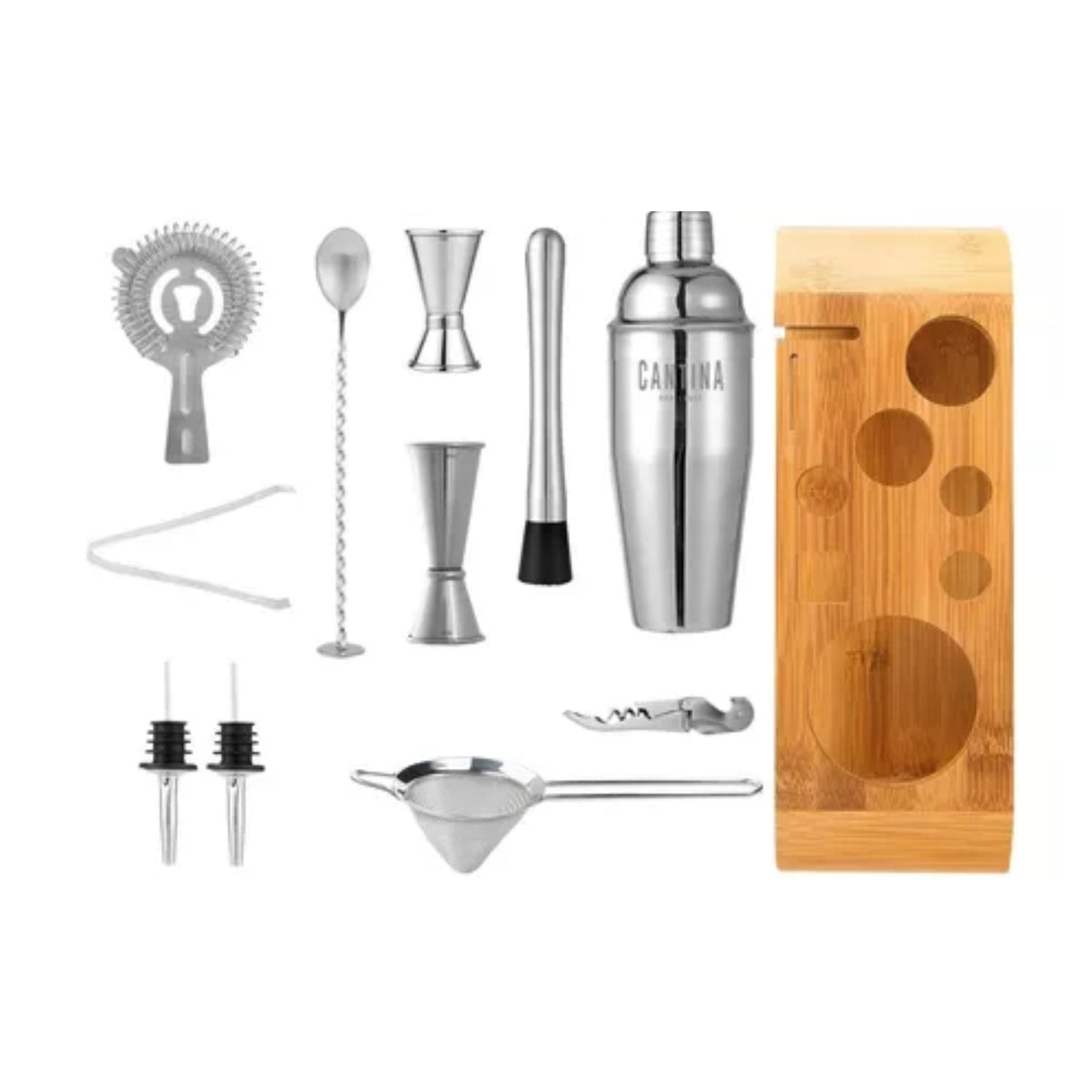 Juego Bar Coctelera Utensilios Inoxidable 12 Piezas Negro