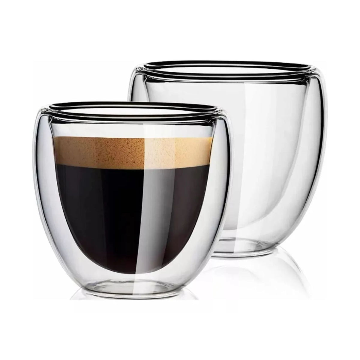 Juego 4 Tazas MUG Café Vidrio Doble Pared Térmico 80 ML