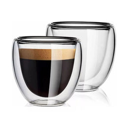 Juego 4 Tazas MUG Café Vidrio Doble Pared Térmico 80 ML