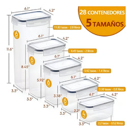 Juego 28 Recipientes Contenedor Herméticos Almacenamiento