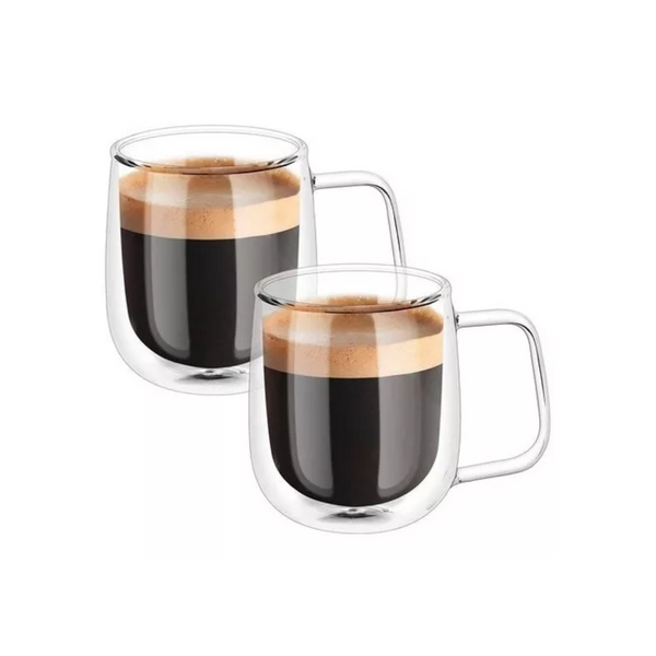 Pack 2 Tazas MUG Café Té Doble Pared Vidrio 250 ML