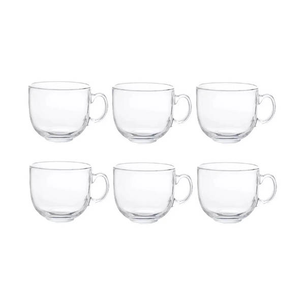 Set 6 Tazas Café Té Sin Plomo Vidrio Templado 450 ML