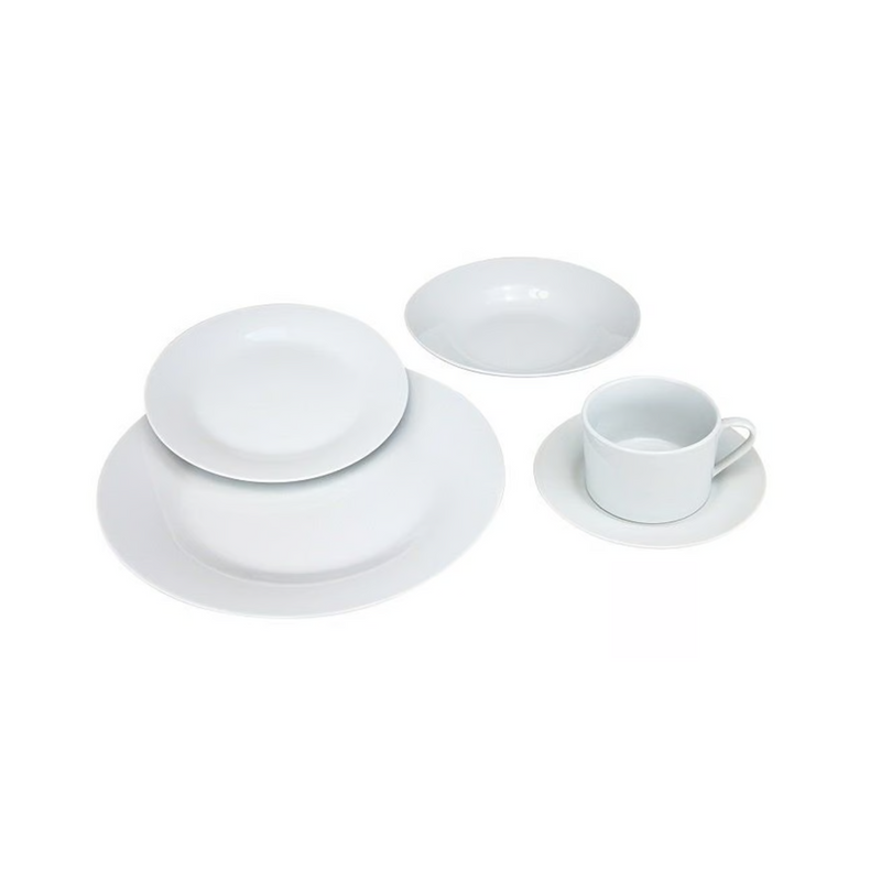 Set Loza 16 Piezas Platos Tazas Vajilla Cerámica Blanco