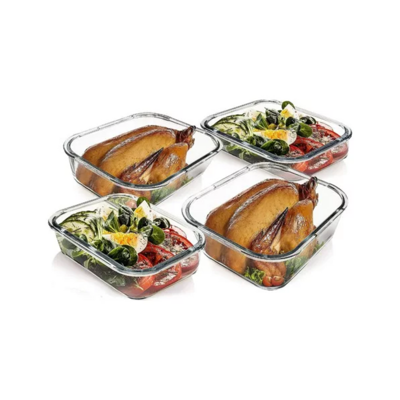 Set 3 Tupper Hermético Vidrio Para Alimentos 17x12x5.5 CM Negro