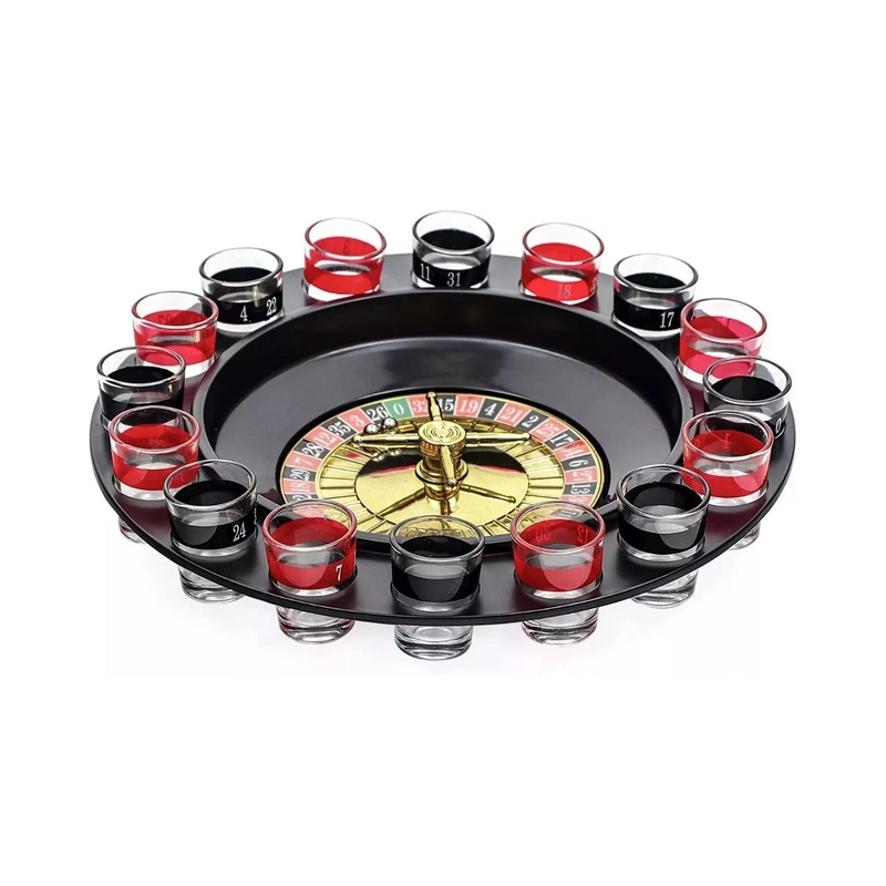 Juego Mesa Ruleta Giratoria Para Tragos Shots 16 Piezas Adultos