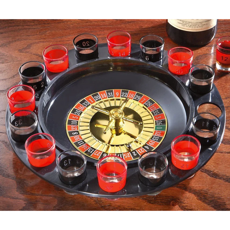 Juego Mesa Ruleta Giratoria Para Tragos Shots 16 Piezas Adultos