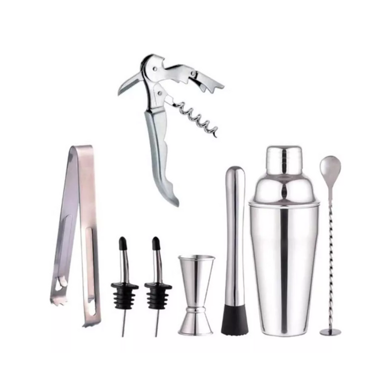 Kit Juego Coctelera Profesional Bar 8 Piezas Acero Inoxidable