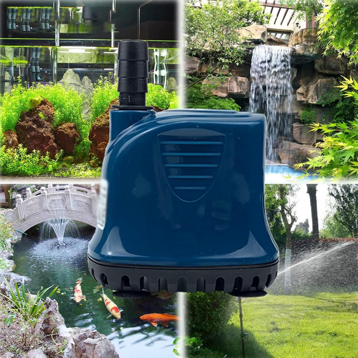 Bomba Agua Fuente Piletas Peceras Sumergible 25W Azul