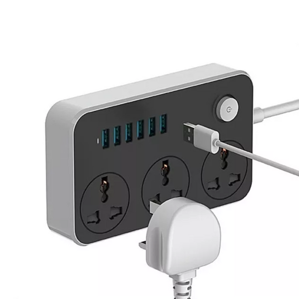 Alargador Corriente 3 Posiciones 6 Usb 2 M 220V