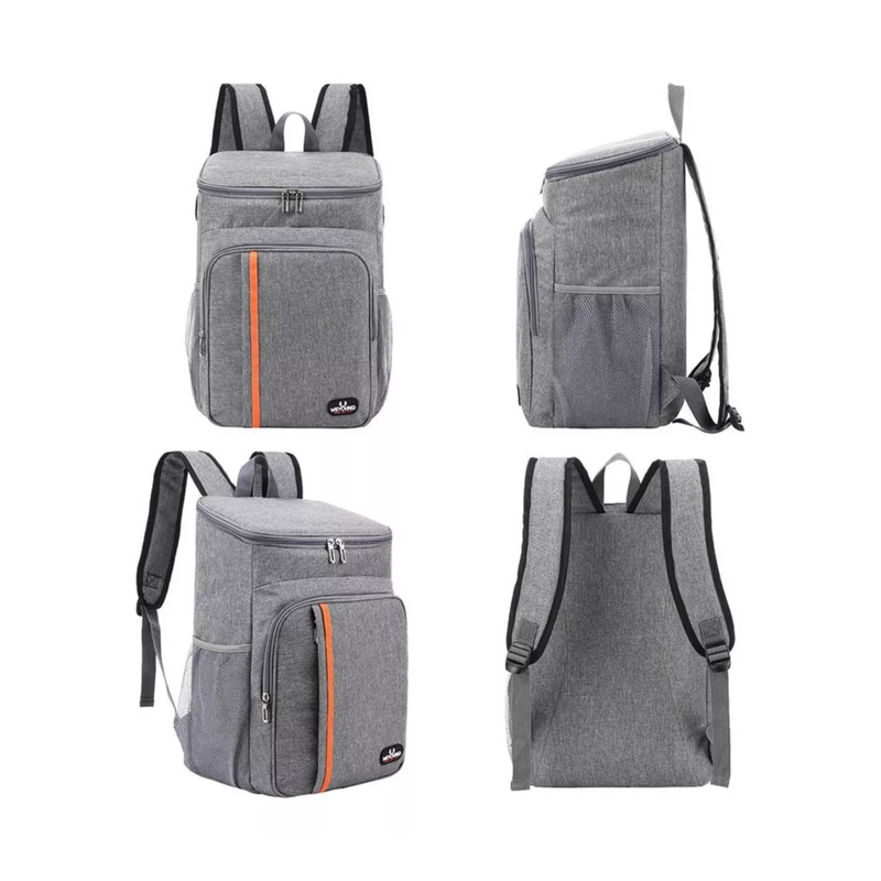 Mochila Térmica Alimentos Impermeable Lisa Gris 18 L