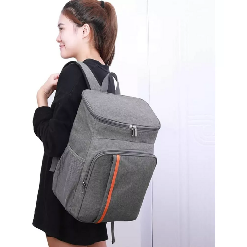 Mochila Térmica Alimentos Impermeable Lisa Gris 18 L