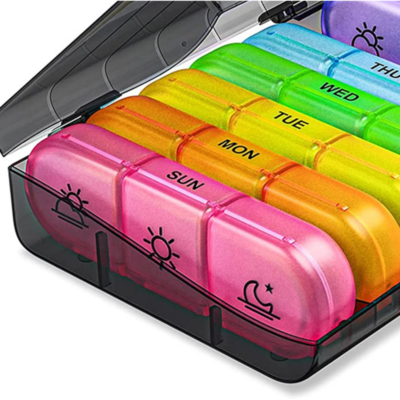 Organizador Pastillero Portátil Semanal 3 Comp x 7 Días Multicolor