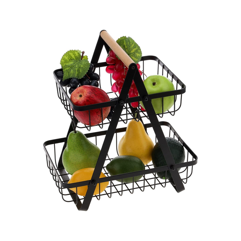 Frutero Mesa Para Frutas 2 Niveles Negro