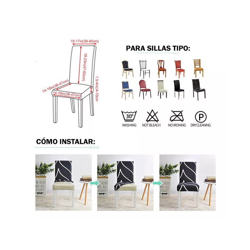 Pack 6 Fundas Elegantes Silla Comedor Colores