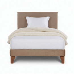 Base Elegante Cama Europea 1.5 Plaza 105x190 CM Beige Felpa