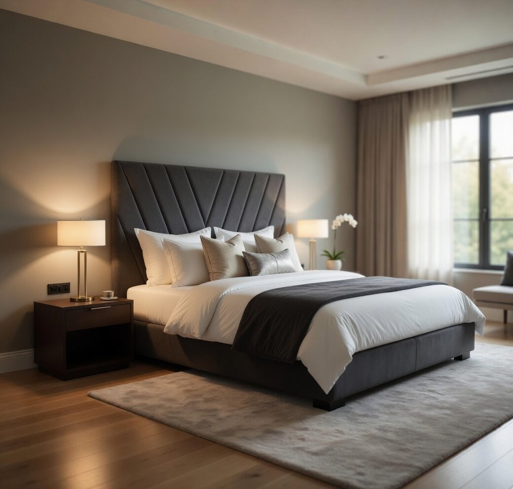 Respaldo Moderno Lineal 2 Plazas 150x60 CM Gris Oscuro Felpa