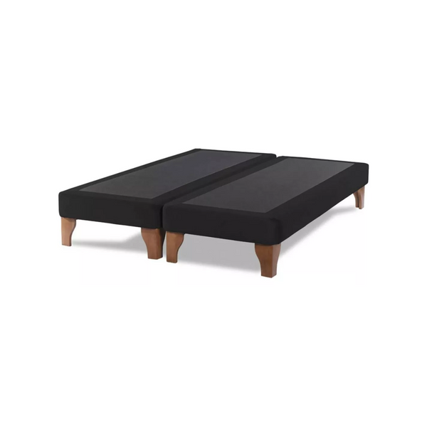 Base Dividida Cama Europea 2 Plazas 150x190 CM Negro Felpa