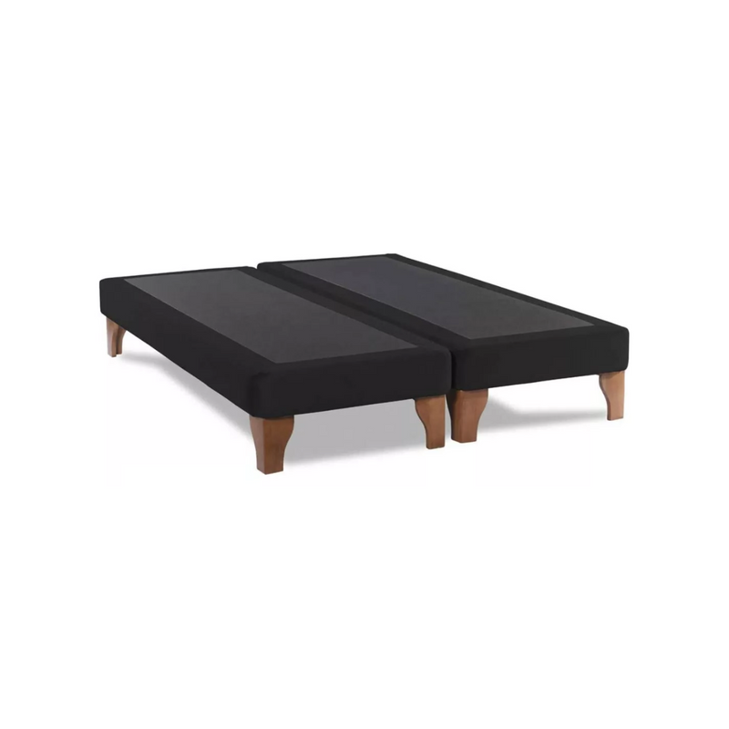 Base Dividida Cama Europea 2 Plazas 150x190 CM Negro Felpa