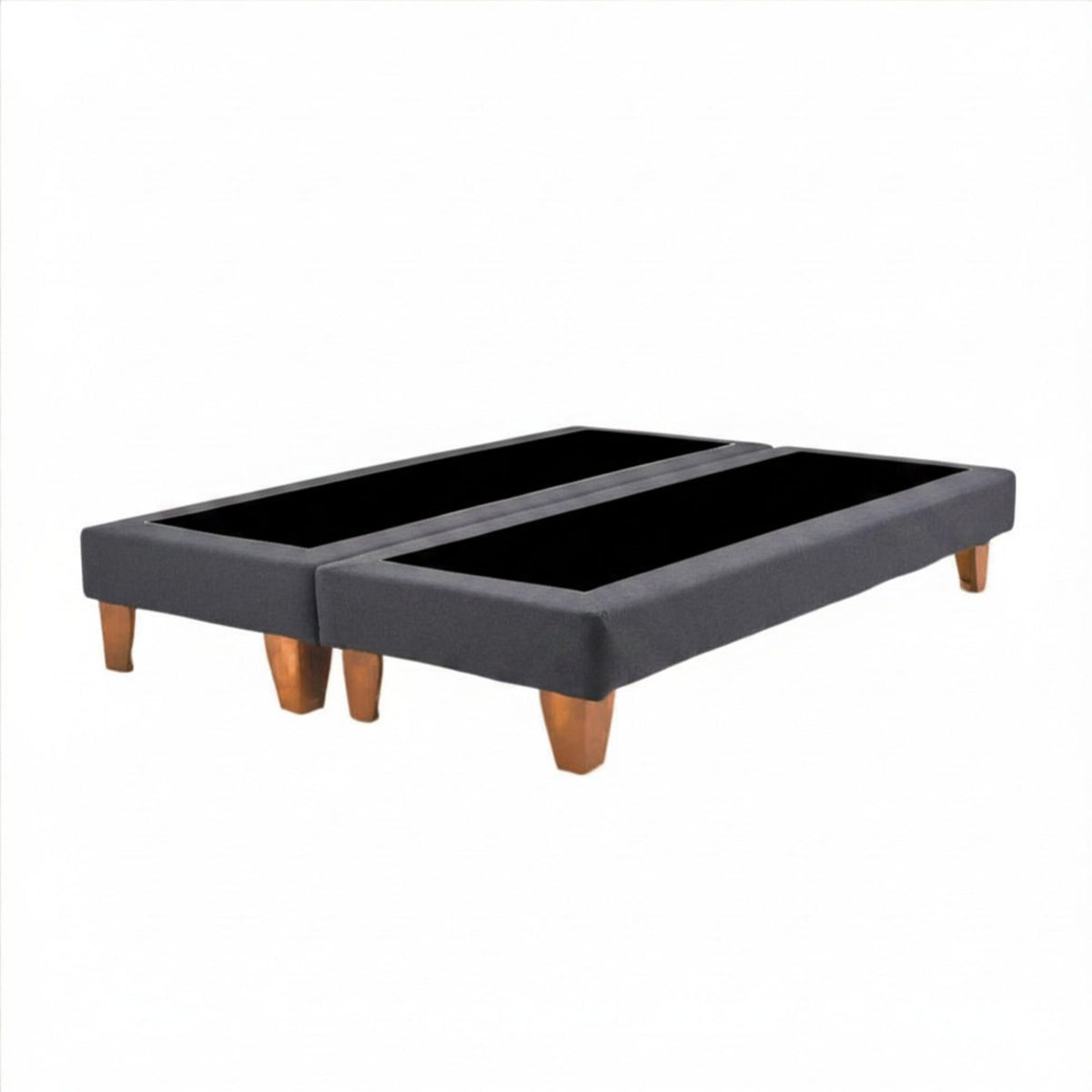 Base Dividida Cama Europea 2 Plazas 150x190 CM Gris Grafito Lino