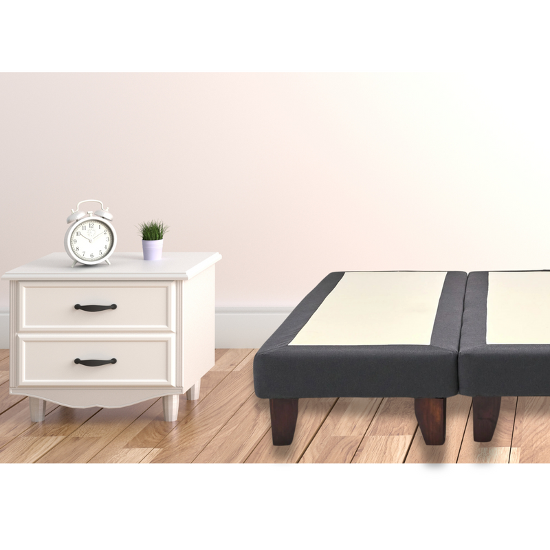 Base Dividida Cama Europea 2 Plazas 150x190 CM Gris Oscuro Felpa