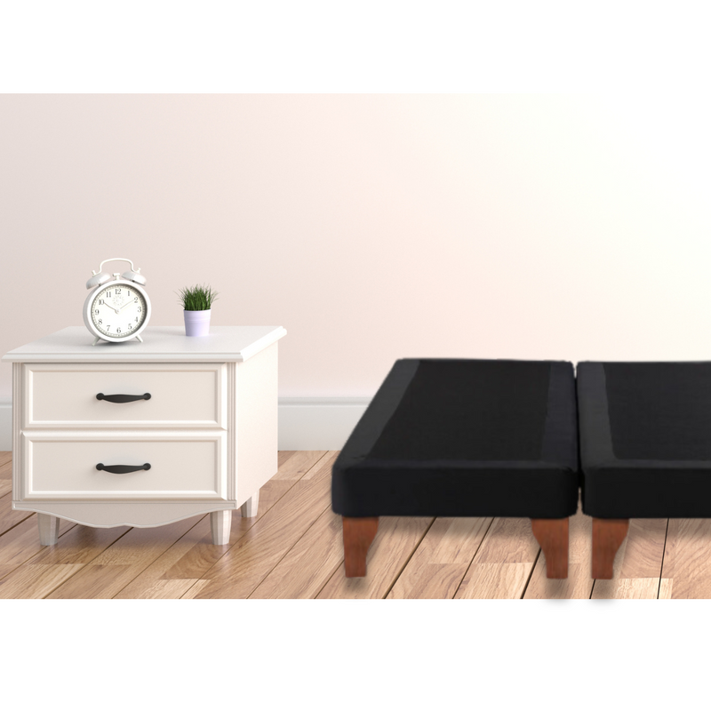 Base Dividida Cama Europea 2 Plazas 150x190 CM Negro Lino