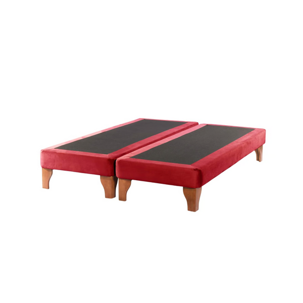 Base Dividida Cama Europea 2 Plazas 150x190 CM Rojo Felpa