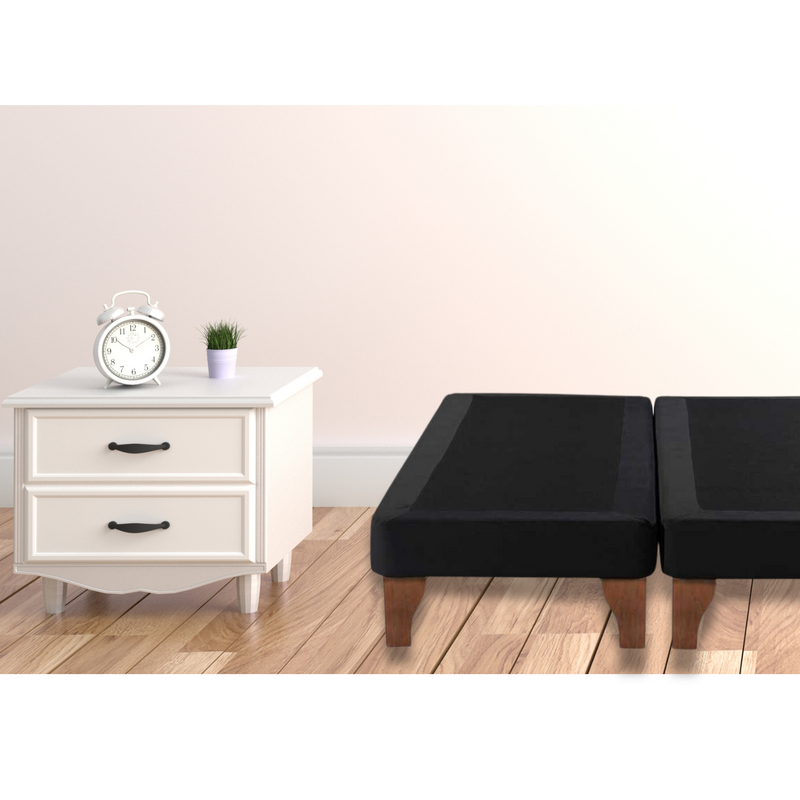 Base Dividida Cama Europea 2 Plazas 150x200 CM Negro Felpa