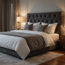 Respaldo Super King Piso Capitone Premiun 200x140 CM Gris Oscuro Felpa