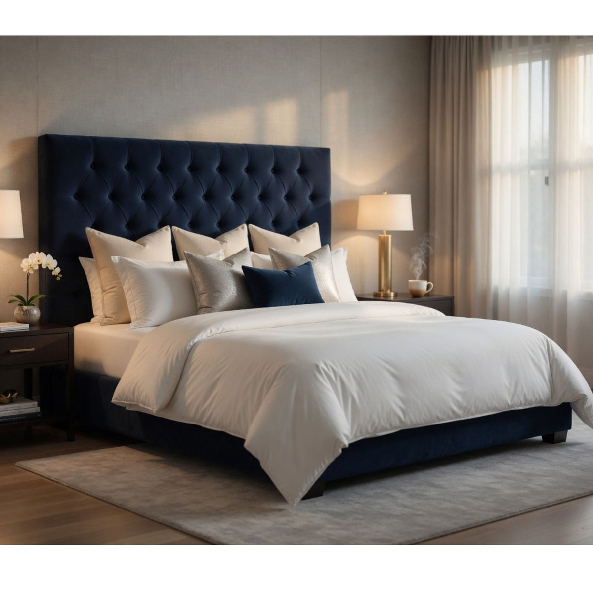Respaldo Super King Piso Capitone Premiun 200x140 CM Negro Lino