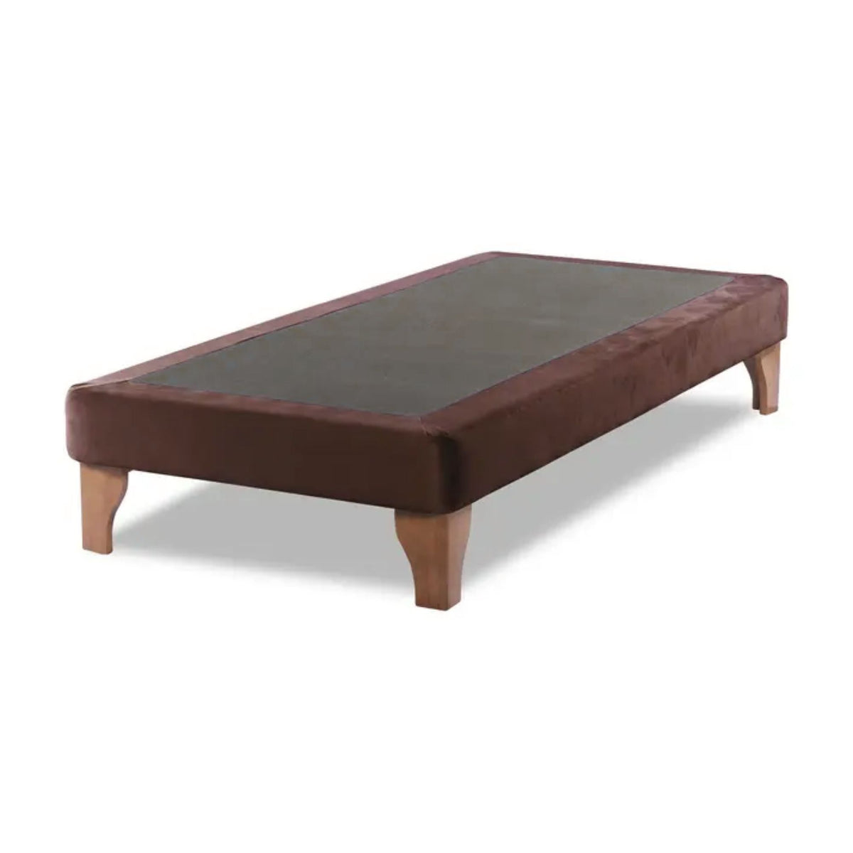 Base Cama Europea 1 Plaza 90x190 CM Chocolate Felpa