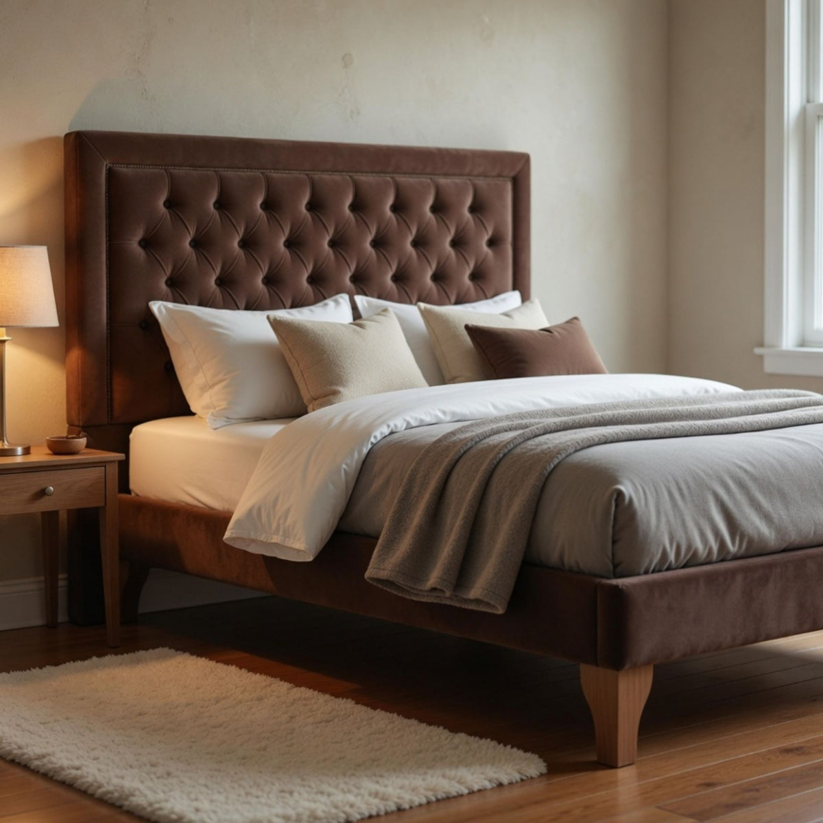 Base Cama Europea 1 Plaza 90x190 CM Chocolate Felpa