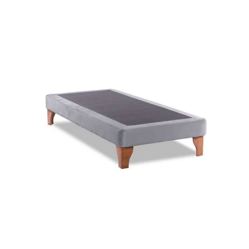 Base Cama Europea 1 Plaza 90x190 CM Gris Claro Felpa