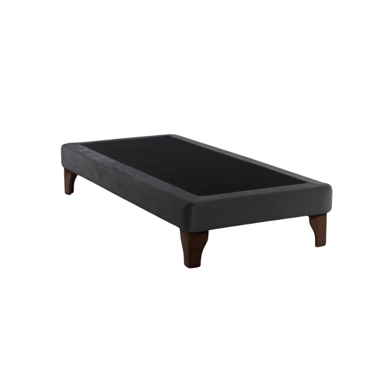 Base Cama Europea 1 Plaza 90x190 CM Gris Oscuro Felpa