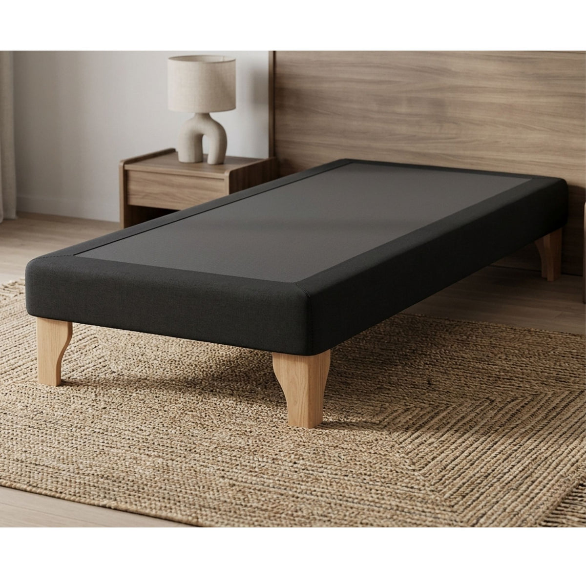 Base Cama Europea 1 Plaza 90x190 CM Gris Oscuro Felpa