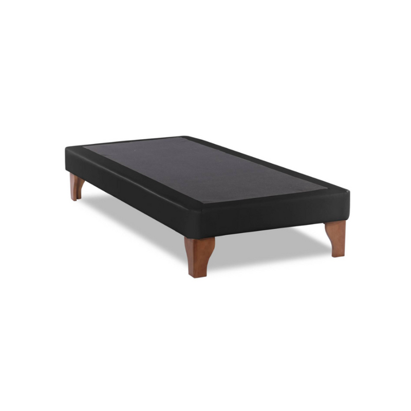 Base Cama Europea 1 Plaza 90x190 CM Negro Felpa