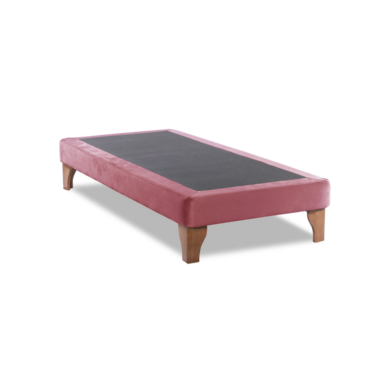 Base Cama Europea 1 Plaza 90x190 CM Palo Rosa Viejo Felpa