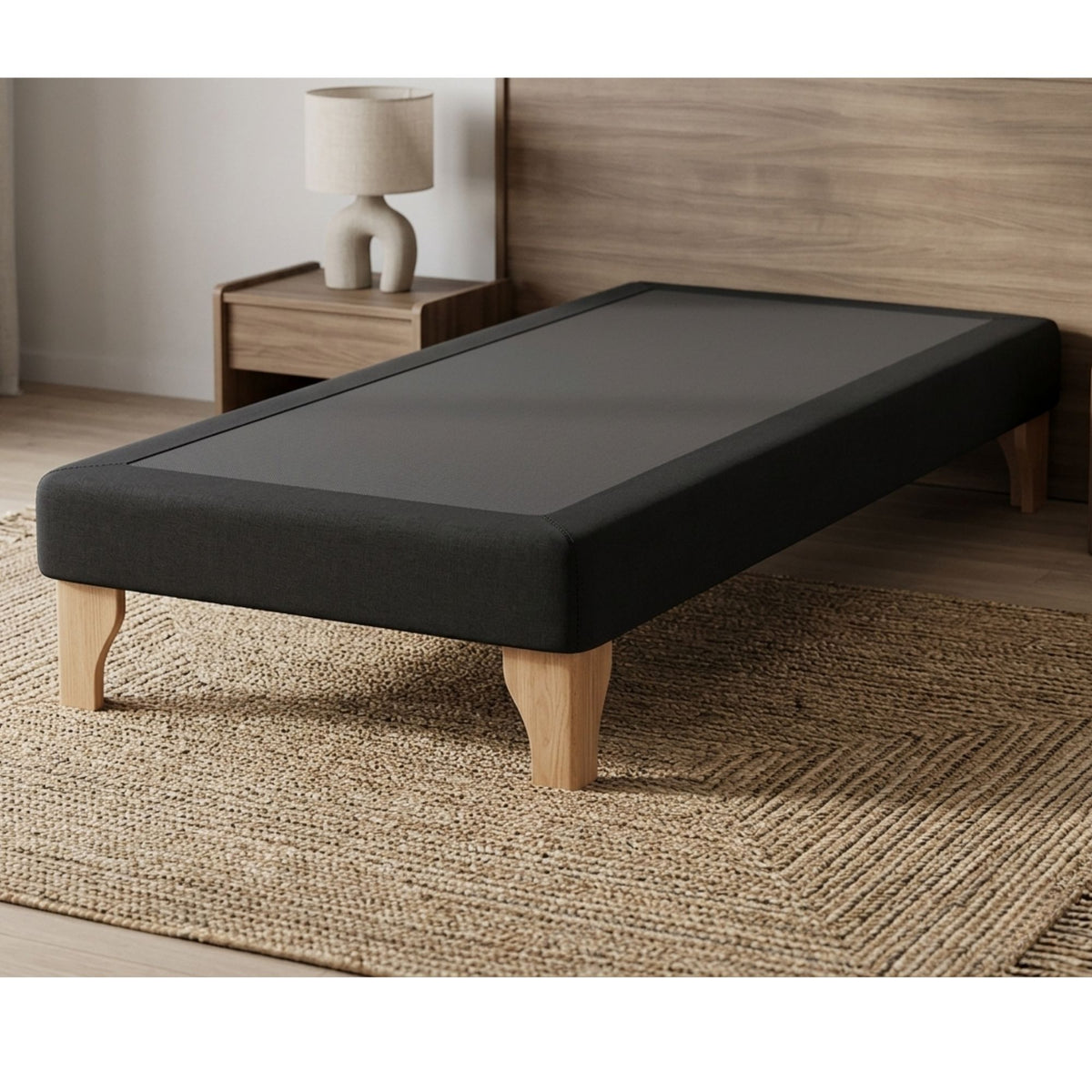 Base Cama Europea 1 Plaza 90x200 CM Negro Lino