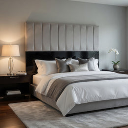 Respaldo 2 Plazas Piso Capitone Premium 150x140 CM Gris Claro Felpa Lineal