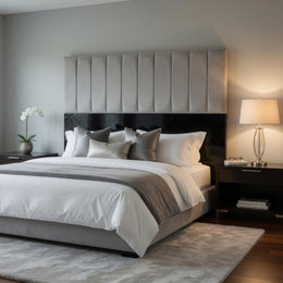 Respaldo 2 Plazas Piso Capitone Premium 150x140 CM Gris Claro Felpa Lineal