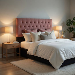 Respaldo 2 Plazas Piso Capitone Premium 150x140 CM Palo Rosa Felpa