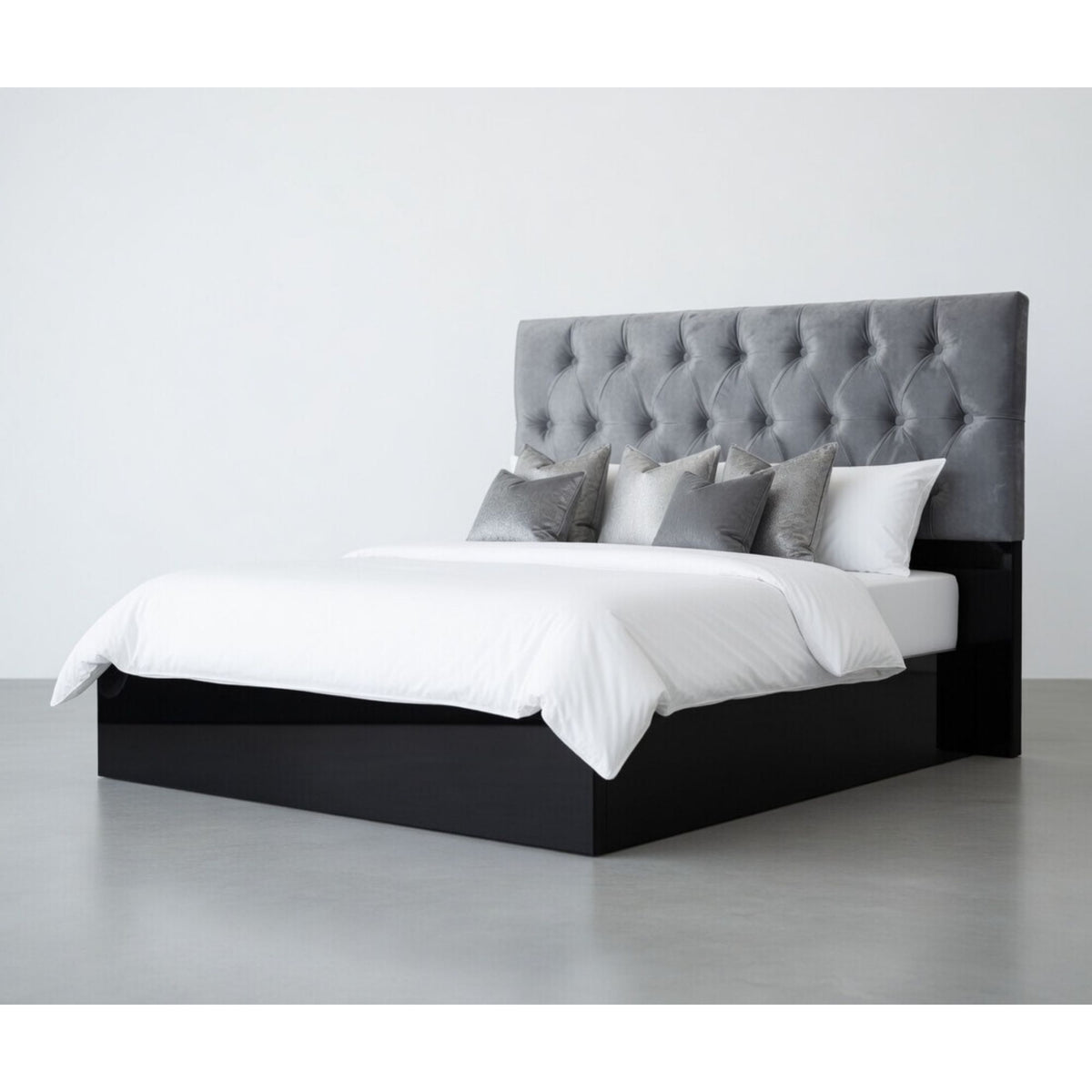 Respaldo King Piso Capitone Premiun 180x140 CM Gris Azulado Felpa