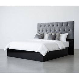 Respaldo King Piso Capitone Premiun 180x140 CM Gris Azulado Felpa