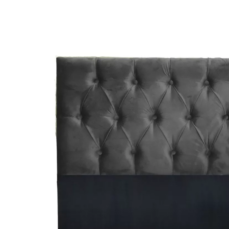 Respaldo King Piso Capitone Premiun 180x140 CM Gris Oscuro Felpa