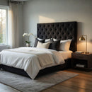 Respaldo King Piso Capitone Premiun 180x140 CM Negro Felpa