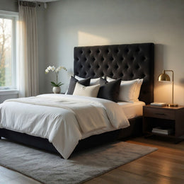 Respaldo King Piso Capitone Premiun 180x140 CM Negro Felpa
