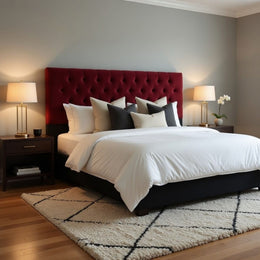 Respaldo King Piso Capitone Premiun 180x140 CM Rojo Felpa